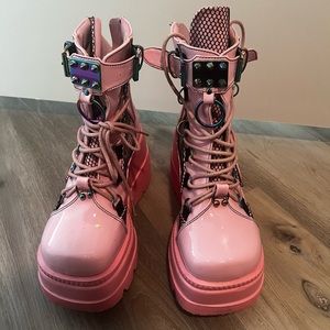 Pink Combat Technopagan Platform Boots SOLD OUT